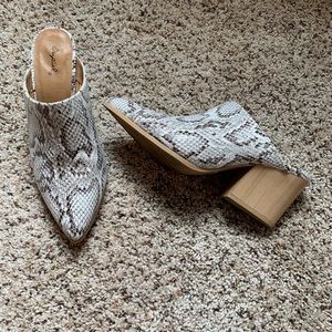 Qupid Snakeskin Mules